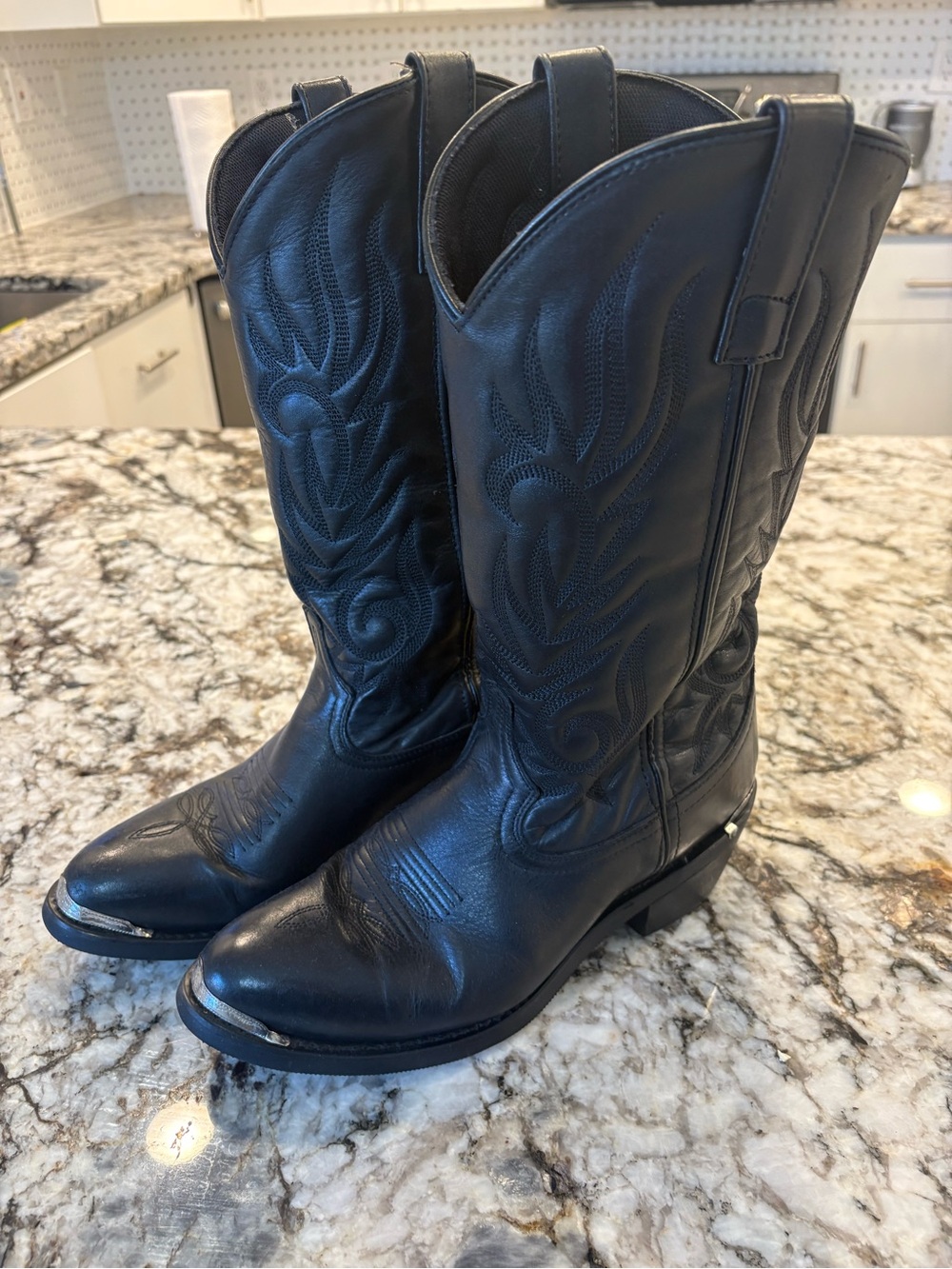 Laredo Black Leather Western Lace-Up Boots